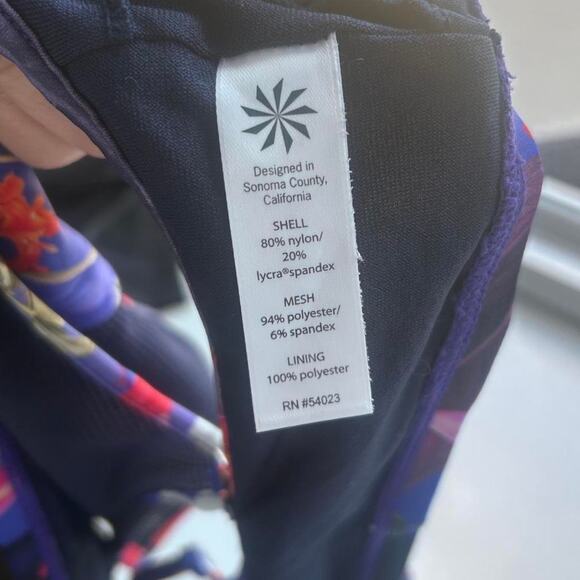 Athleta Blue Purple Halter workout top mesh floral medium - Picture 3 of 3
